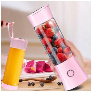 Mini Liquidificador Portátil 480mL com Carregamento USB, 6 Lâminas e Bateria de 4000mAh, 100W, Toycol, Rosa