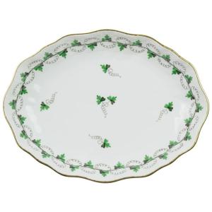 Prato Oval de 20 cm em Porcelana para Servir, Elegância e Sofisticação em sua Mesa, Herend 1215 Salsa, Verde