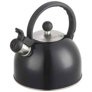 Chaleira de Chá 2L com Apito, Aço Inoxidável e Cabo Ergonômico, DFL INC., Preto