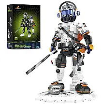 Kit de Construção Robô Mecha Guerreiro Vetorial Flexível com 1300 Peças e Base, JMBricklayer, Preto