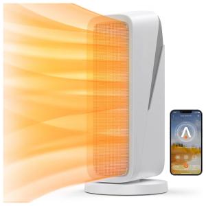 Acekool Aquecedor Elétrico Portátil com Controle Remoto e Temporizador, 110V, 1500W, Preto