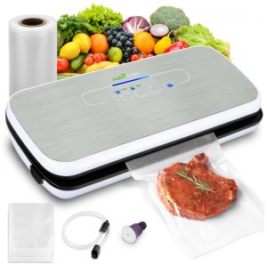 Seladora a Vácuo Sealer Por, Kit Inicial, Secos, Úmidos, LED, Aço Inox, 110v, NUTRICHEF PKVS18SL, Cinza