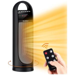 Aquecedor Elétrico Portátil E B com Controle Remoto e Temporizador, 1500 900W, 110v, GIVEBEST HPU15A E B, Preto