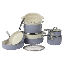Jogo de Panelas e Frigideiras Antiaderentes em Alumínio com Revestimento Cerâmico, 12 Peças, Bloomhouse, Azul Pervinca