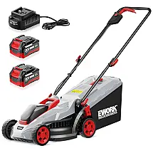 Cortador de Grama Elétrico sem Fio EWORK 40V, Motor sem Escovas, 5 Ajustes de Altura com 2 Baterias de 20V 4.0Ah e Carregador