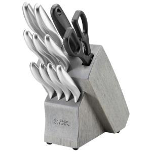 Conjunto de Facas Chicago Cutlery em Aço Inoxidável com Bloco de Bancada Multinível, 12 Peças, Prata