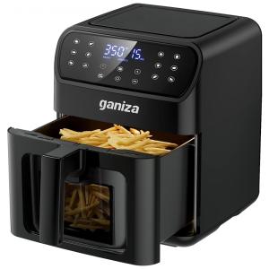 Fritadeira Elétrica AirFryer 6L com Painel Digital e Cesto Antiaderente, 110V 1400W, GANIZA AF60, Preto
