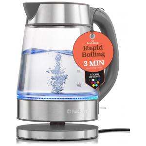 Chaleira Elétrica 1.7 Litros com Jarra de Vidro e Desligamento Automático, 110V 1500W, Cinza