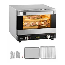 Forno Elétrico Convecção VEVOR 21L 3 Grelhas Inox Porta Vidro Temperado 110V