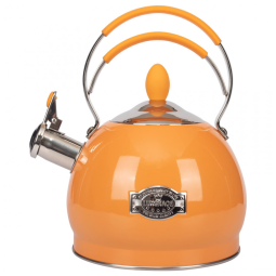 Chaleira LUXGRACE de Aço Inoxidável com Apito, Capacidade 2,6 L, Tampa de Aço, Cabo em Silicone, Compatível com Todas as Fontes de Calor