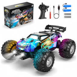 Caminhão RC Off-Road 4x4 p/ Meninos c/ Luzes Coloridas, Alta Velocidade, 2 Baterias Recarregáveis - Brinquedo Divertido,AONEPTR