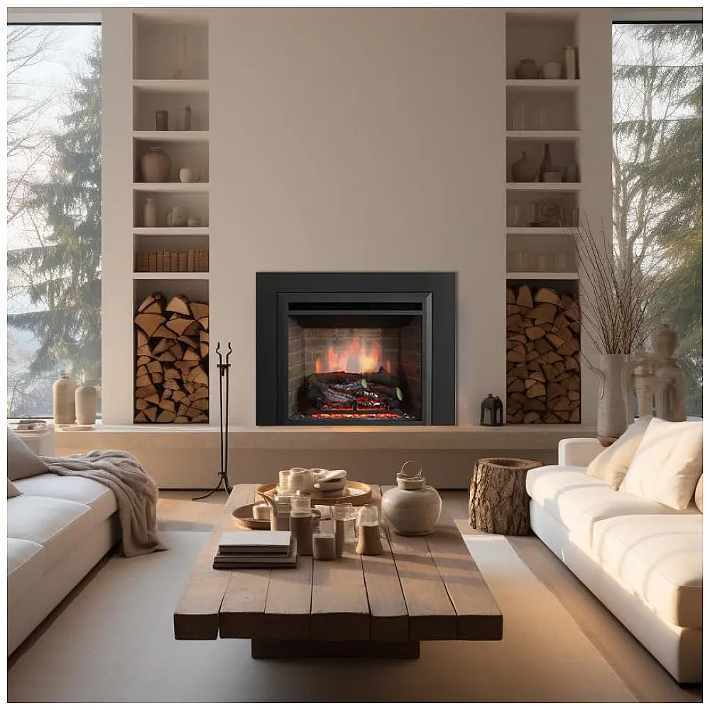 Lareira Elétrica PuraFlame Western Preto com Kit de Moldura Tronco em Resina 86.1 cm (L)X66 cm (A)110V — foto 2