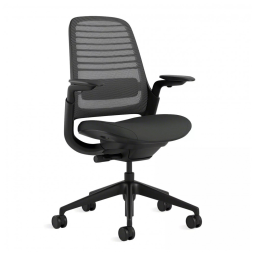 Cadeira de Escritório Ergonômica Giratória com Encosto Médio, escuro, STEELCASE 435A00 5T29 5S25 6205 4ARM LUM CC, Cinza escuro
