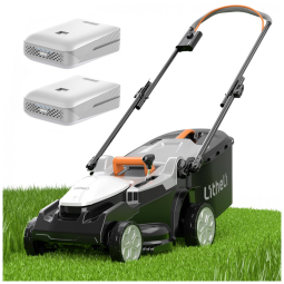 Cortador de Grama Elétrico sem Fio Litheli 40V 2 x 20V , com Ajuste de Altura, Leve e Portátil, Inclui 2 Baterias de 4.0AH