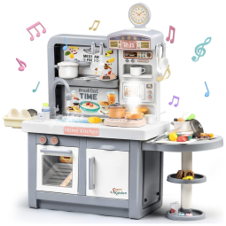 Cozinha de Brinquedo Realista com 48 Peças para Crianças de 3 Anos ou Mais, CUTE STONE, Cinza