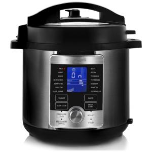 Panela de Pressão Elétrica 6L em Aço Inoxidável com Tampa DigitalWatts 1000W 110V, Oncinus, Prata