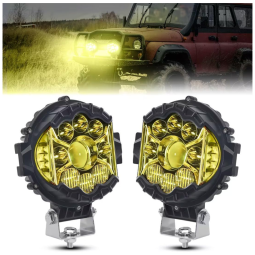 Farol de Milha LED Off Road Âmbar com 5100 Lúmens e Luz Branca IP68 12V 24V, 80W, 2Un, Aaiwa