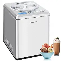 Máquina de Sorvete Automática 2,5L com Visor Digital LCD, Temporizador, Sem Pré-Congelamento e Compressor Integrado, 110V 250W, Homtone