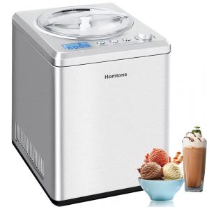 Máquina de Sorvete Automática 2,5L com Visor Digital LCD, Temporizador, Sem Pré-Congelamento e Compressor Integrado, 110V 250W, Homtone