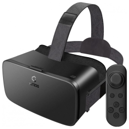 DESTEK V5 Óculos de Realidade Virtual 3D com Fones de Ouvido e Controle Remoto para Celulares de até , Preto