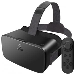 DESTEK V5 Óculos de Realidade Virtual 3D com Fones de Ouvido e Controle Remoto para Celulares de até , Preto