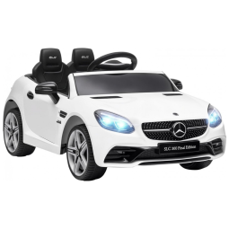 Carro Elétrico Infantil Licenciado Aosom Mercedes SLC 300 12V Branco com Controle Remoto, Música, Luzes LED e Suspensão - Para Crianças de 3