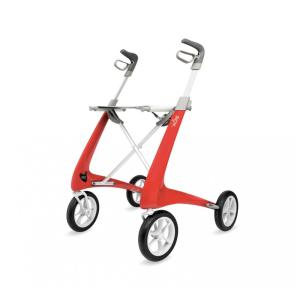 Andador Ultraleve de Fibra de Carbono para Idosos com Bolsa Organizadora e Assento, byACRE Regular, Vermelho