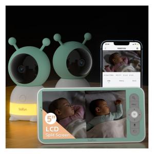 Babá Eletrônica com Tela Dividida e 2 Câmeras, Controle via WiFi e Aplicativo com Qualidade de Imagem 2K