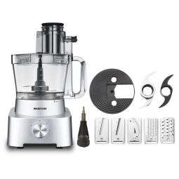 Processador de Alimentos 14 xícaras com 2 Velocidades e Acessórios, 110V 800W, Magiccos, Prata