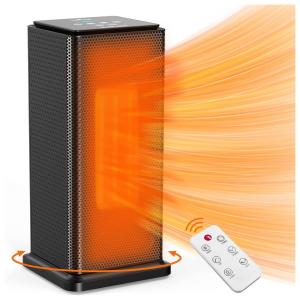 Aquecedor Elétrico Portátil com Controle Remoto e Temporizador, 1500W, 110v, TEKCIANS GD9215AD16, Preto