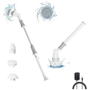 Vassoura Elétrica Rotativa 360 sem Fio com Cabo Flexível e 3 Acessórios, Branca, 110v, KIKUNUM, Branco