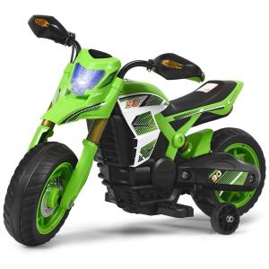 Moto Elétrica Infantil a Bateria 6V com Sons e Luzes para Crianças de 3 Anos ou Mais, HONEY JOY, Verde
