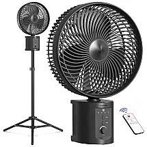 Ventilador de Piso Recarregável com Bateria de 10000mAh, 7 Velocidades, Controle Remoto e Temporizador, 5V, AIRBITION WH91, Preto