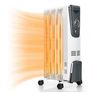 Aquecedor Elétrico Portátil a Óleo 1500W 110V, TANGKULA Radiator Heater, Branco