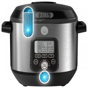 Zing BSV A601 Panela Elétrica Multifuncional 6L com Controle de Temperatura 110V 1200W, Preta