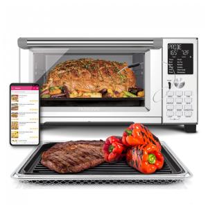 Forno elétrico de bancada Nuwave Bravo XL Grill inox 28 L, air fryer, convecção, grill, 100 funções, 50–260 °C, 110V