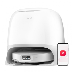 Robô Aspirador e Esfregão Roborock Branco Ultrafino com Sucção 22.000 Pa, Antiembaraço e Lavagem a Quente – Qrevo CurvX