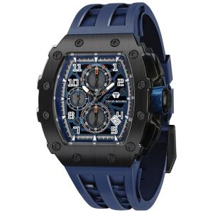 Relógio Masculino Analógico Quartzo a Prova dÁgua 50M com Cronógrafo, TSAR BOMBA TB 8204SGLZHX, Azul