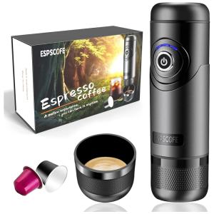 Cafeteira Elétrica Programável Portátil e Compacta Compatível Cápsula e Café Moído, 250 mL, ESPSCOFE SPK DQ CP009 BL, Preto
