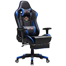 Cadeira Gamers Ficmax, Ergonômica, Reclinável, Com Massagem, 360 Graus, Preto, Azul