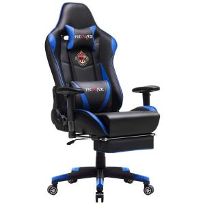 Cadeira Gamers Ficmax, Ergonômica, Reclinável, Com Massagem, 360 Graus, Preto, Azul