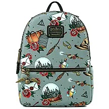 Mochila Escolar Infantil Loungefly Harry Potter para Crianças a Partir de 12 Anos, Cinza