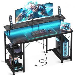 Mesa Gamer ,Tomadas Elétricas e Luzes LED. Suporte p Monitor e Jogos. ODK