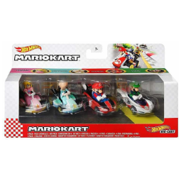 Conjunto 4 Carros Hot Wheels Mario Kart Inclui 1 Modelo Exclusivo Mattel