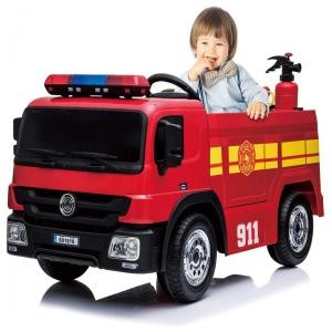 Genérico Caminhão, Carrinho Elétrico 1 Assento 12V, com Luzes de LED e Controle Remoto, Vermelho