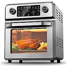TINTALK Fritadeira Elétrica Air Fyer 16L 10 em 1, Aço Inoxidável, 110V, 1700W, Prata