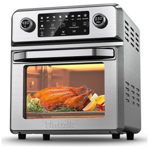 TINTALK Fritadeira Elétrica Air Fyer 16L 10 em 1, Aço Inoxidável, 110V, 1700W, Prata