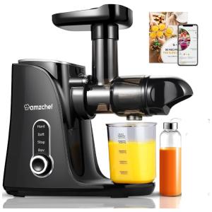 Centrifuga de Frutas com 2 Velocidades, Garrafa de Viagem de 500mL e Visor LED, 110V 150W, Amzchef, Vermelha