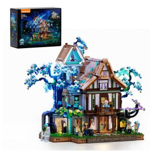 Casa na Árvore Sylvan Inn Lumibricks Verde/Marrom com 22 LEDs, 3120 Peças, 2 Modos Transformáveis, 16+ Anos