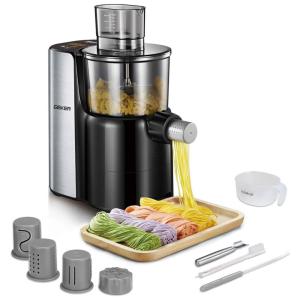 Máquina de fazer macarrão Máquina de fazer macarrão elétrico automático, 9 formas diferentes de macarrão e macarrão de 3 moldes de macarrão